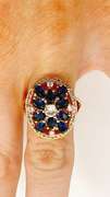 22kt Gold Plated Blue Sapphire & Gemstone Cocktail Ring