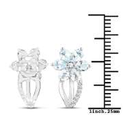 Plated Rhodium 1.44ctw Aquamarine and White Topaz Earrings