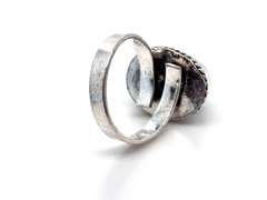 👻BOO!TFUL👻 Oval Black Onyx Tibetan Silver Double Rope Design Ring