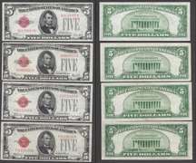 $5 1928 thru 1928-C 4 notes Legal Tenders