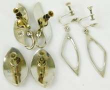 3 Pairs of Early Sterling Screwback Earrings