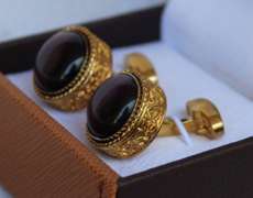 Golden color Jeweled Style Cufflinks By Carelli