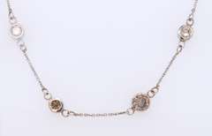 Stylish White Gold 2.50CTW Bezel Set Brown Diamond Necklace