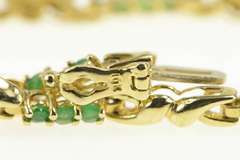 18K Yellow Gold Natural Emerald Twist Link Bar Statement Bracelet
