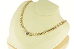 14K Yellow Gold 1.30 Ctw Sapphire Diamond Pendant Chain Necklace