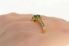 14K Yellow Gold 0.53 Ctw Natural Emerald Diamond Engagement Ring