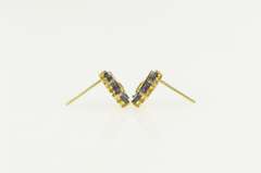 14K Yellow Gold Sapphire Heart Loop Cluster Stud Earrings