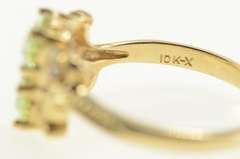 10K Yellow Gold Retro Ornate Oval Syn. Peridot CZ Accent Ring