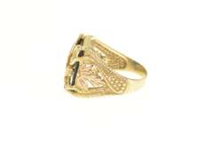 10K Yellow Gold Black Onyx Black Hills Leaf Eagle Men's Ring