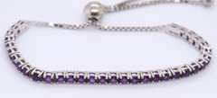 Vintage Sterling Silver Gemstone Box Chain adjustable Bracelet