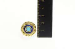 18K Yellow Gold Opal Lapis Lazuli 1960's Domed Cocktail Ring