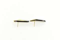 14K Yellow Gold Retro Black Onyx Wavy Detail Statement Earrings