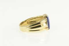 14K Yellow Gold 1960's Syn Sapphire Diamond Accent Men's Ring