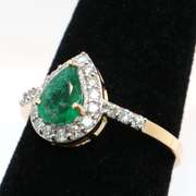 14kt Yellow Gold, Emerald, & Diamond Cocktail Ring