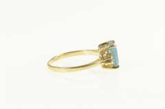 14K Yellow Gold Emerald Cut Blue Topaz Diamond Classic Ring