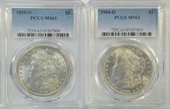 Blazing-white Choice BU 1898-O & 1904-O Morgan Dollars. PCGS MS63