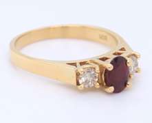 Attractive Yellow Gold Ruby with Diamond Ring