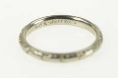 18K White Gold 2.5mm Art Deco Floral Pattern Wedding Band Ring