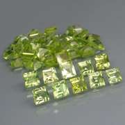 Princess cut! Unheated! 6.52ct Peridot set