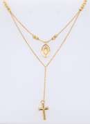 Italian 14KT Yelow Gold Beautiful Celestial Moon Lariat Style Rosary Necklace