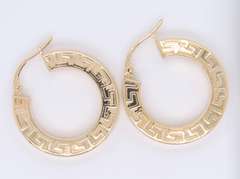 Nice Yellow Gold Greek Key Hoop Earrings