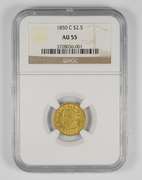 AU55 1850-C $2.50 Liberty Head Gold Quarter Eagle - Graded NGC