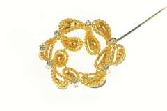 18K Yellow Gold 1950's Green Blue Enamel Domed Paisley Pin/Brooch