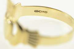 9K Yellow Gold Claddagh Traditional Irish Celtic Loyalty Ring