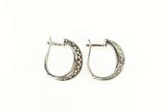 14K White Gold LeVian Criss Cross Diamond Oval Hoop Earrings