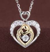 Sterling Silver Mother & Child Dancing stone pendant