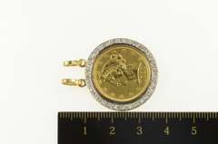 18K Yellow Gold 0.51 Ctw Diamond Halo 1899 Gold Eagle Coin Pendant