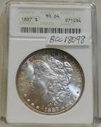 1887 Morgan Dol ANACS MS-64 almost GEM, toning