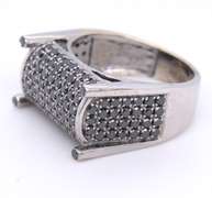 Fancy White Gold Black Diamond Pave Square Ring