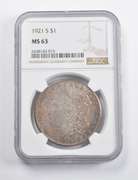 MS63 1921-S Morgan Silver Dollar NGC - Great Tone