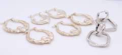 Group Lot of 4 Vintage 925 Sterling Silver Hoop Earrings