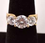 Gorgeous Three Stone CZ Ring in 14K Yellow Gold