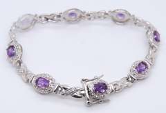 925 Sterling Silver Purple and White Cubic Zirconia Bracelet