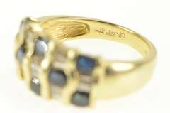 14K Yellow Gold Natural Sapphire Baguette Diamond Statement Ring