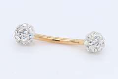 Nice Yellow Gold 2 Cubic Zirconia Belly Button Rings