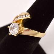 Swirling CZ Ring in 14K Yellow Gold