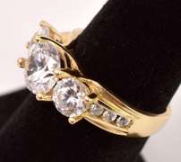 Gorgeous Three Stone CZ Ring in 14K Yellow Gold
