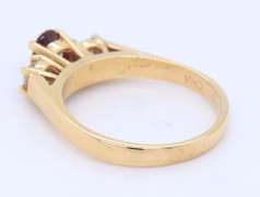 Attractive Yellow Gold Ruby with Diamond Ring