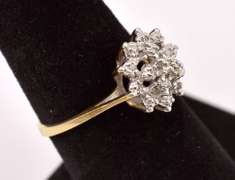 Fabulous Floral Cluster Diamond Ring in 14K Yellow Gold