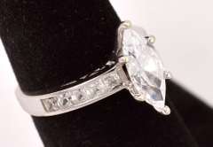 Sparkling CZ Ring in 14K White Gold