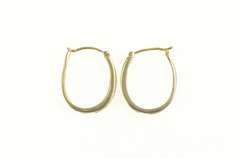 10K Yellow Gold Oval Diamond Inset Classic Statement Hoop Earrings