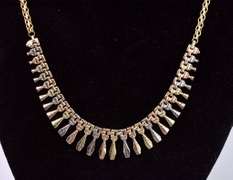 Elegant Fringe Necklace in Tri-Color Gold