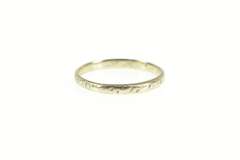 14K White Gold 2.4mm Art Deco Ornate Floral Wedding Band Ring