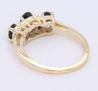 Gorgeous Yellow Gold oval Sapphire and Diamond Three Stone Ring