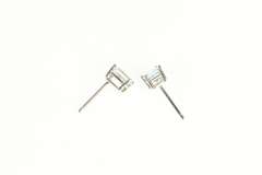 14K White Gold Emerald Cut Aquamarine Solitaire Stud Earrings