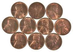 Lot of (10) 1930 BU Lincoln Wheat Cents Partial Roll